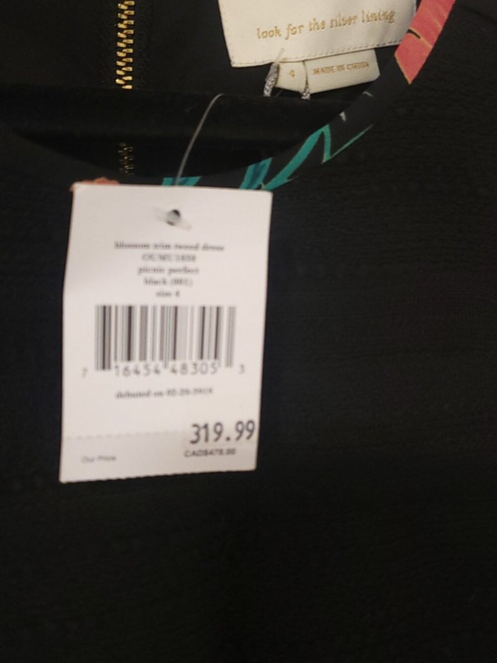 Kate Spade Blossom Trim Tweed Fit & Flare Dress - Black & Floral - Size 4 NWT - Picture 4 of 4